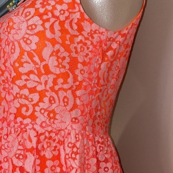 Madewell women’s  Dress 6 small Mini sleeveless Orange white Blossom Floral Lace - Picture 3 of 10